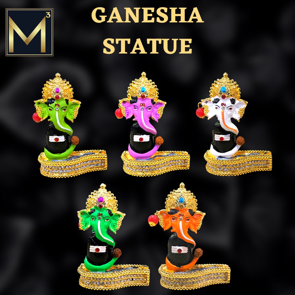 Colorful Ganesha/Vinayagar Statue with Stone Works /Car Dashboard/Pooja