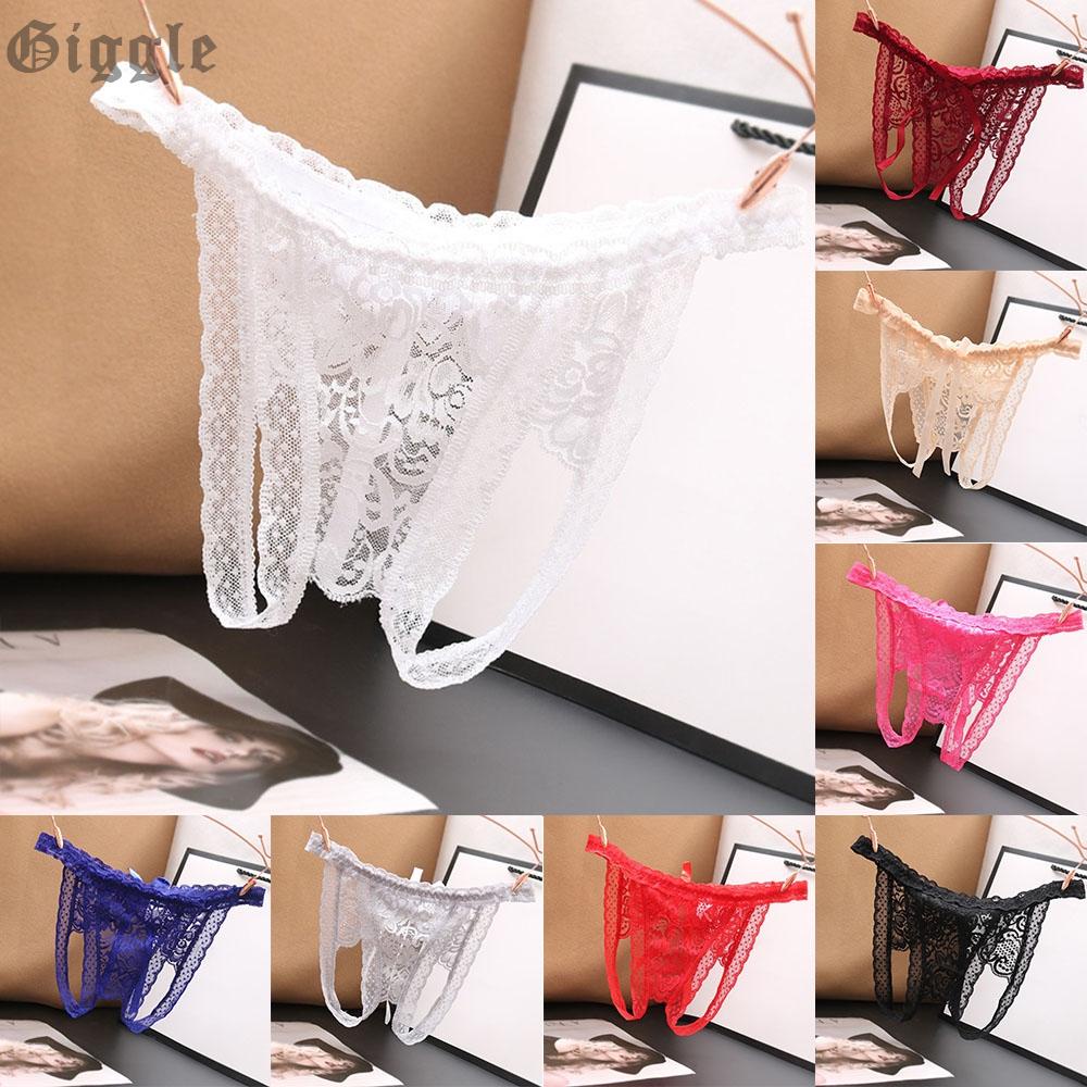 Sexy Womens Lace Panties Open Crotch Thong G-string Briefs Crotchless ...