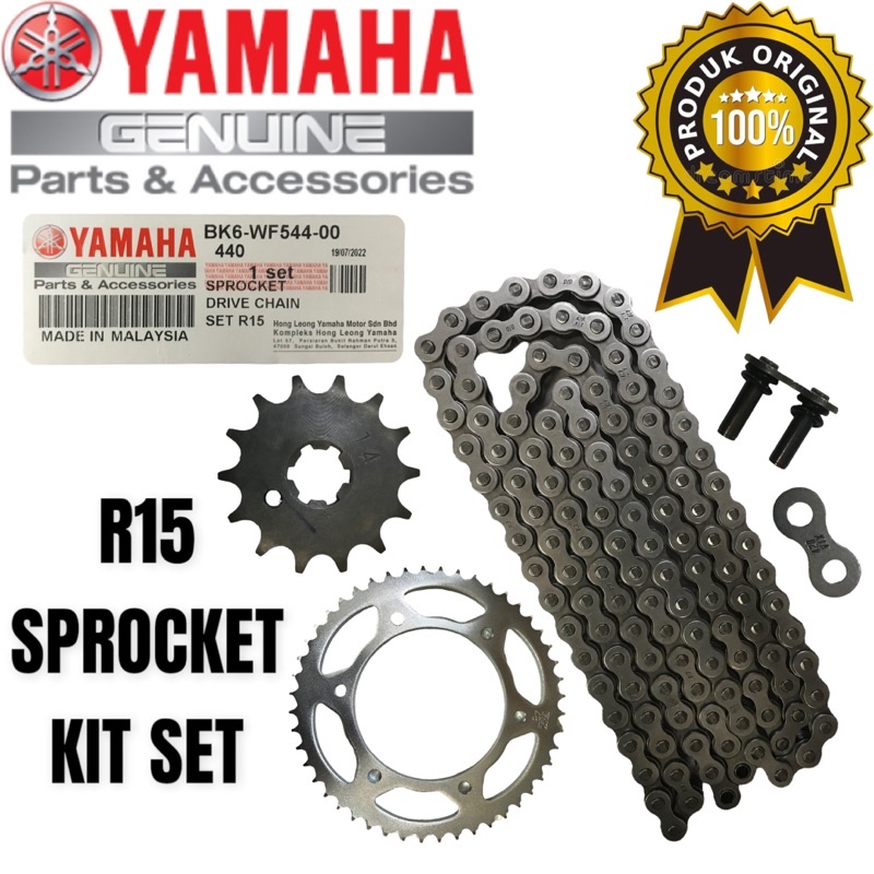 YAMAHA YZF R15 V3 SPROCKET SET FRONT REAR GEAR SET ORING CHAIN SET 100 ORIGINAL HLY Shopee Malaysia