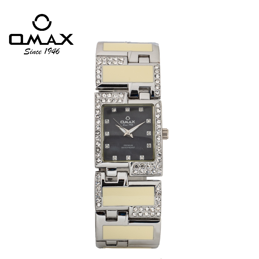 Omax Japan Movt Women s Silver White Wristwatch With Shell Black