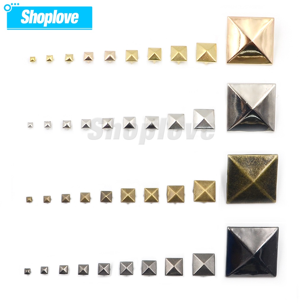 100pcs 4 Claw Pyramid Rivet Square Rivets Studs Spike Nailheads ...
