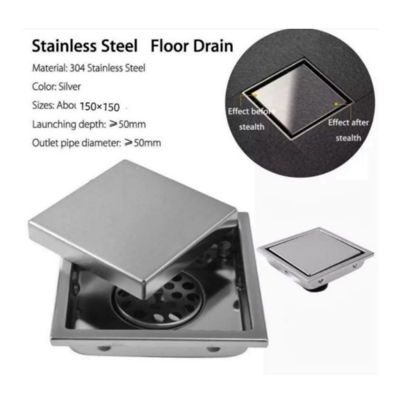 STAINLESS STEEL FLOOR DRAIN TRAP COVER STRAINER 6X6 sus304 Shopee Malaysia