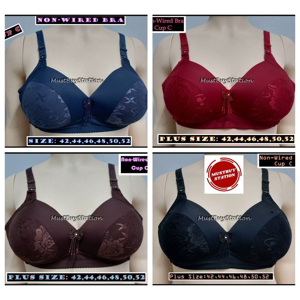 MBS 5679 Plus Size 42- 52 Women Extra Biggest Dark Flower Full Cup Coverage  Bra (Non Wired Bra Cup C)