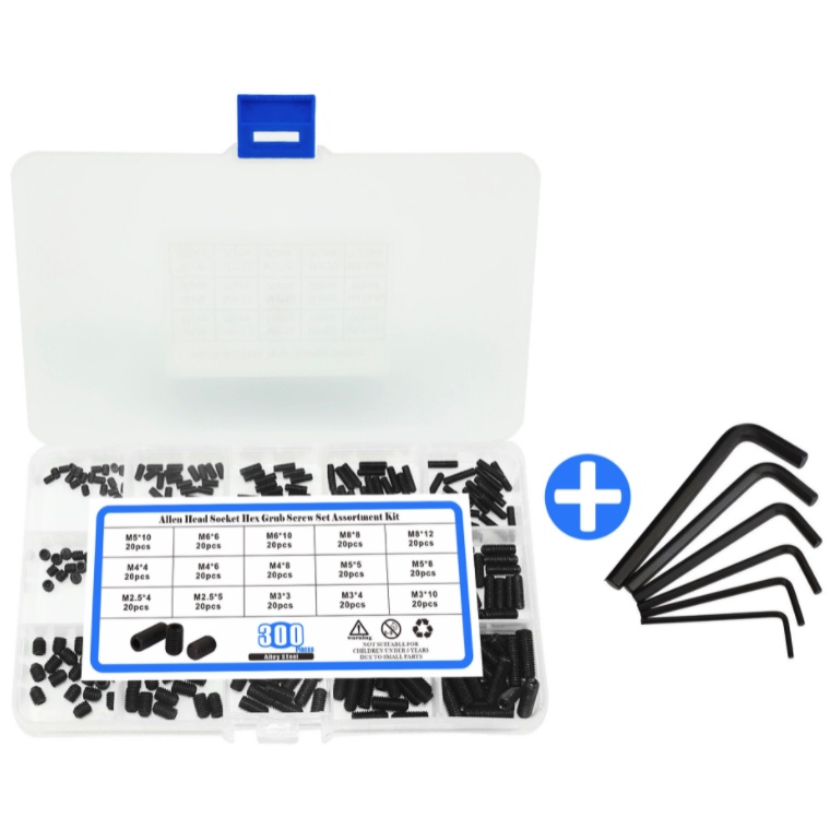 300pcs hex hexagon socket set screw flat point grub screw assortment