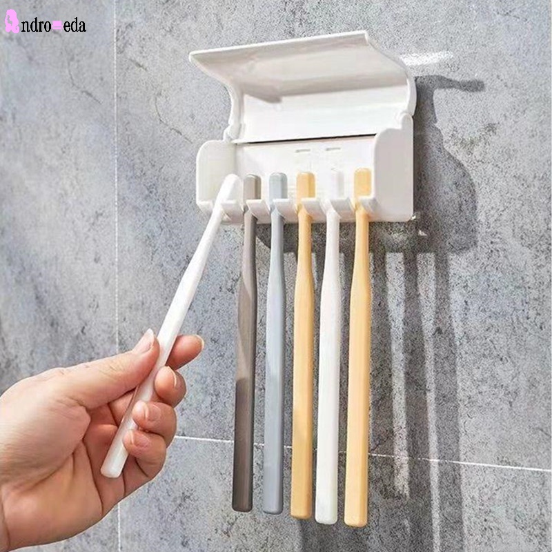 Multipurpose Punch-free White Toothbrush Holder Wall-mounted Toothpaste ...