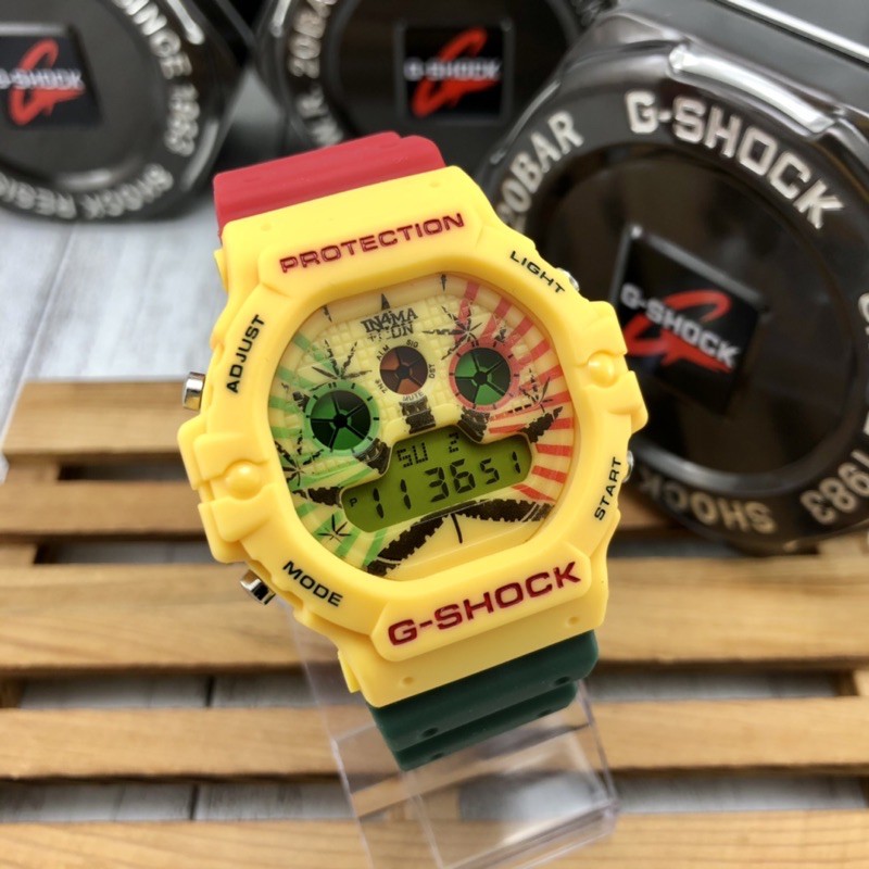 JAM TERMURAH Gshock TAPAK KUCING RASTA Edition digital quartz Trending watches Rubber Strap Shopee Malaysia