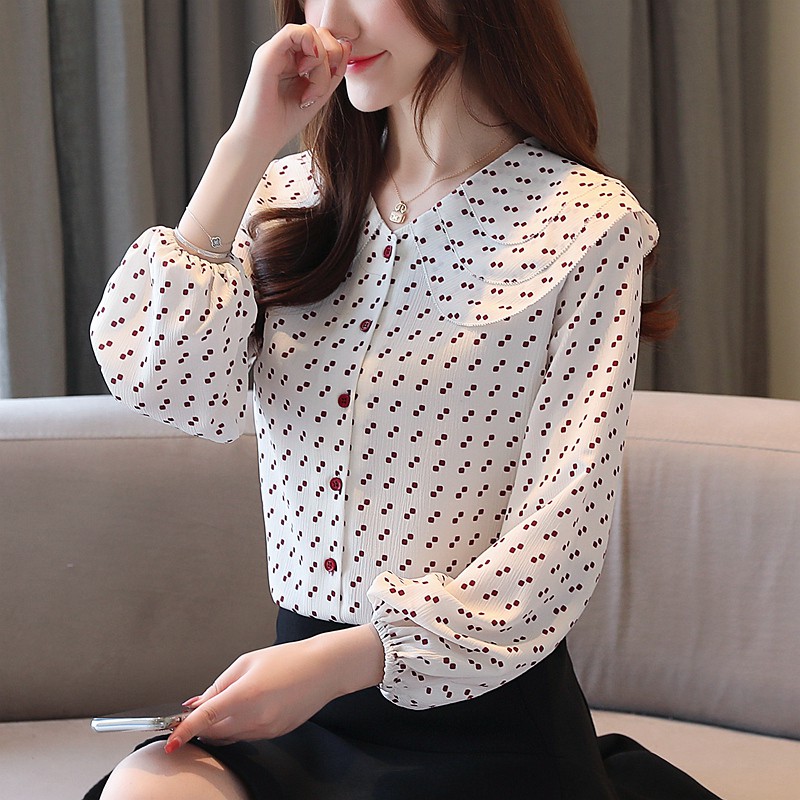 Polka dot best sale chiffon blouse