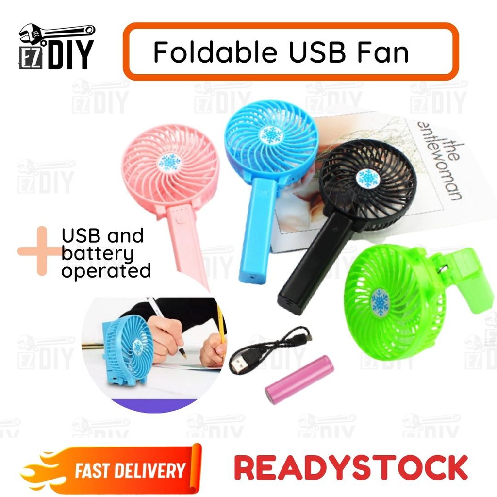 EZDIY Handheld Bend Flip USB Mini Fan Rechargeable battery foldable