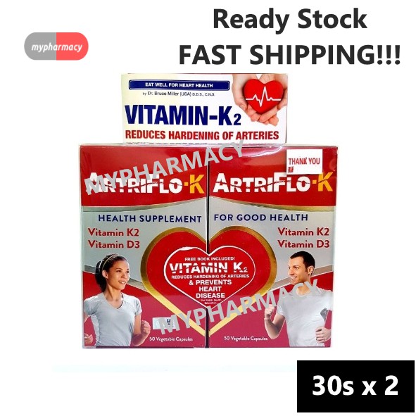 Live-Well Artriflo-K Vitamin K2 & D3 Vegetable Capsules [Good For Heart ...