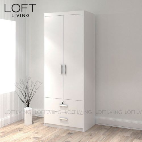 Loft Living 3 Door Wardrobe/2 Door 2 Drawer Wardrobe almari baju/ almari baju kayu/ kabinet baju/Home Furniture