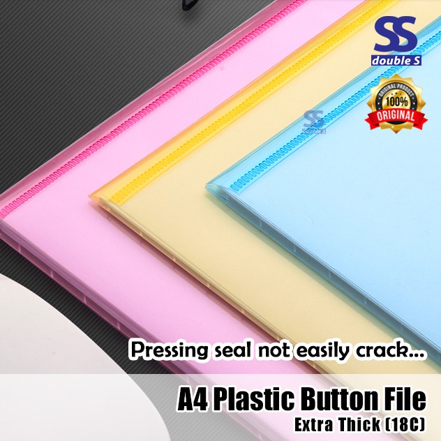 A4 Plastic Button Files 10PCS/Dokumen Folder Plastik A4/Poket Fail ...