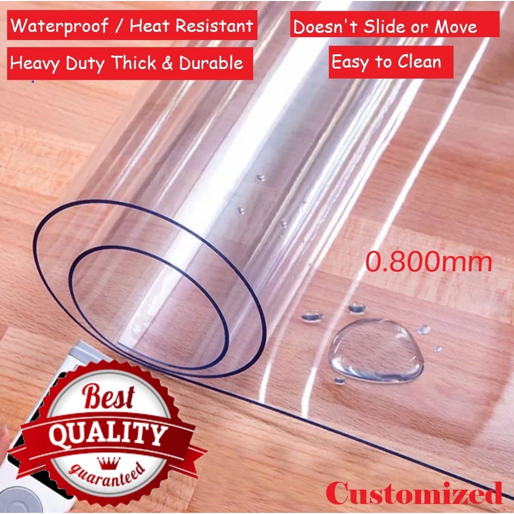 [100x100cm] 0.800mm Thick Clear Plastic Cover Pvc Heat Resistant 