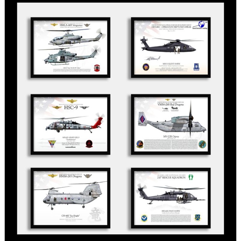 American gunship poster Osprey transport aircraft Cobra helicopter ...