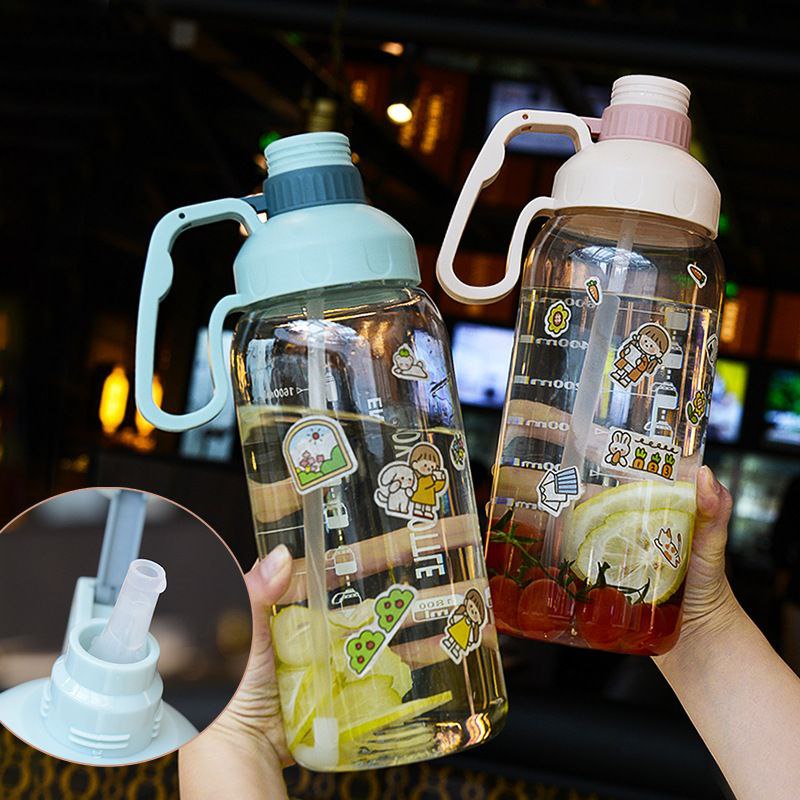 1800ml Sport Big Volume Bottle With Straw DIY Stickers 🇲🇾 Ready Stock ...