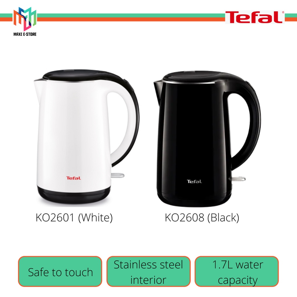 Tefal Safe Tea Kettle Black / White (1.7L) KO2608 / KO2601 Shopee
