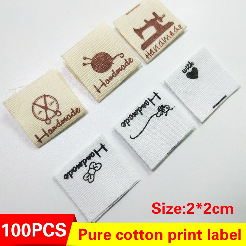 100 Etichette In Tessuto Fatte A Mano, Beige, Da Cucire – 2x2 Cm Piegate – Ideali Per Personalizzare Sciarpe, Cappelli E Borse