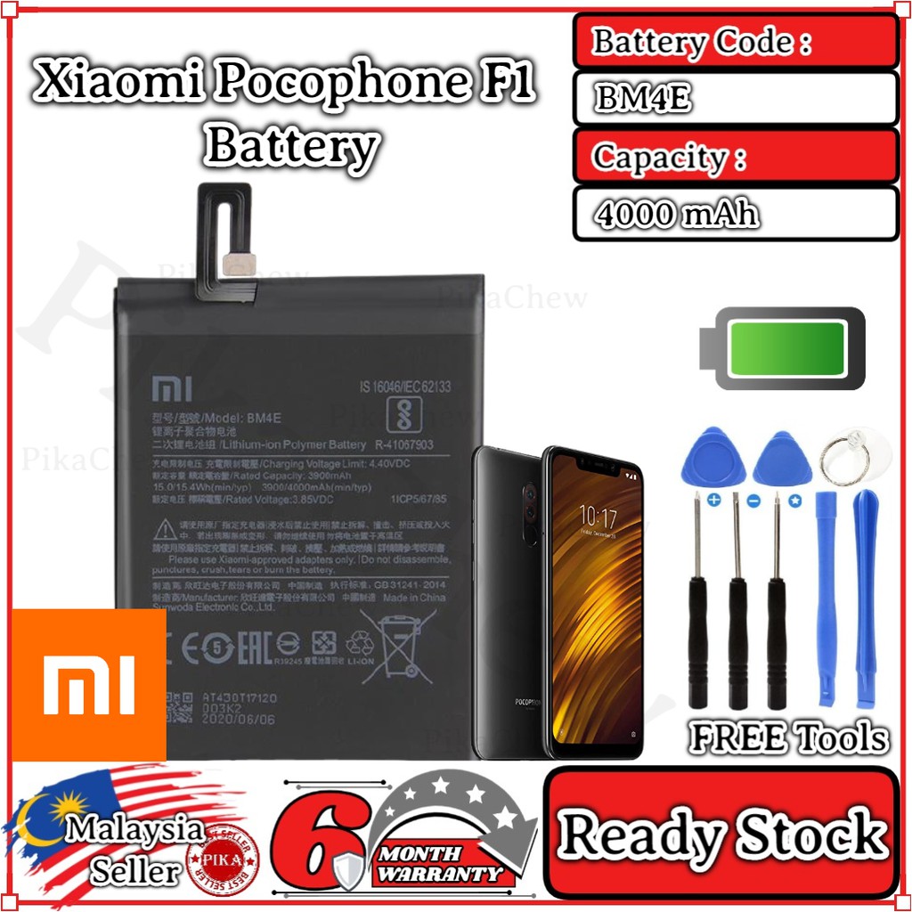 Pika Compatible With Xiaomi Pocophone F1 Poco F1 Battery Bateri Bm4e 4000mah With Free 6339