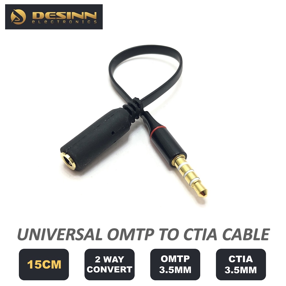 Universal 3.5mm OMTP to CTIA Earphone Converter Adapter Cable 15cm ...