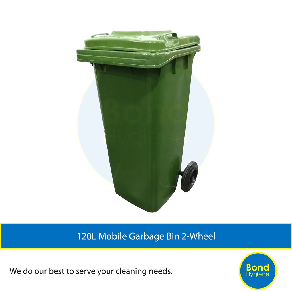 120L Mobile Garbage Bin 2Wheel, Tong Sampah Beroda, Wheelie Bin, Wheel