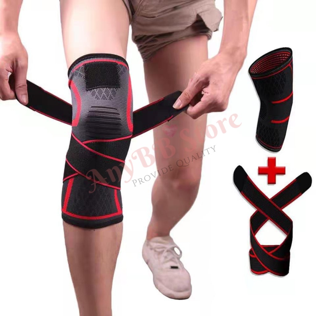 🇲🇾 Adjustable Anti Slip Elastic Compression Sleeve with Strap Guard Brace Support Pad Outdoor Sport Pelindung Lutut 护膝盖套