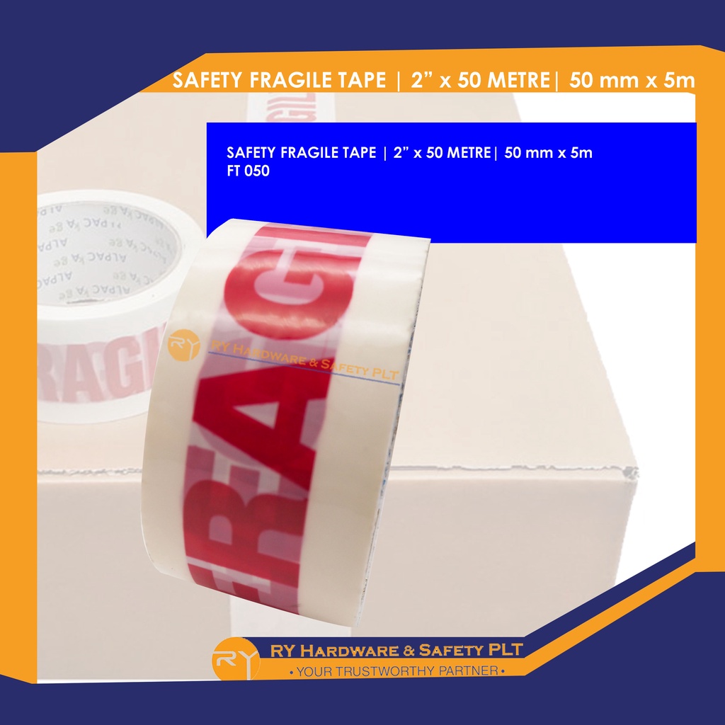 SAFETY FRAGILE TAPE | 2” x 50 METRE| 50 mm x 5m | PITA KESELAMATAN BAGI ...