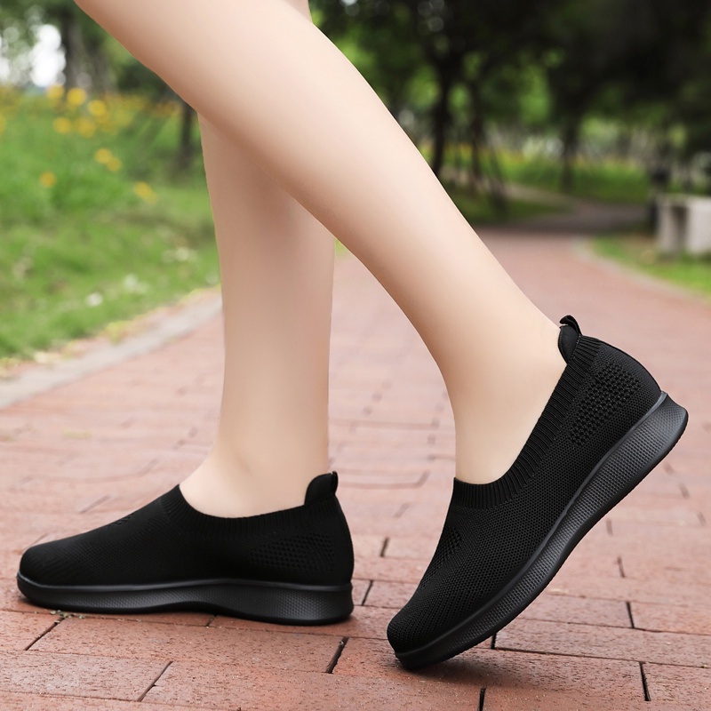 Ready Stock Slip On Shoes Sneakers Women Korean Style Black Shoes Flat ...