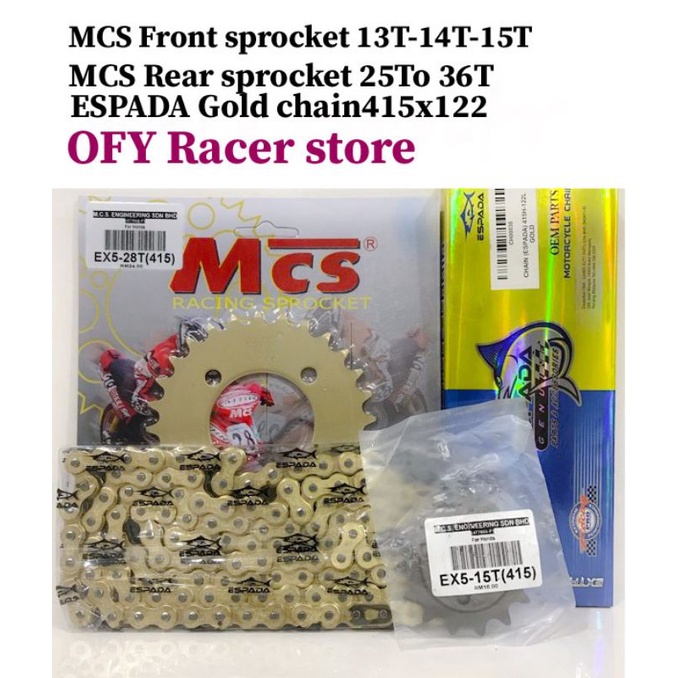 EX5-415 MCS Sprocket (22T-36T) Chian ESPADA Gold | Shopee Malaysia