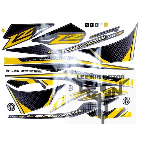 Best Quality Srl Lagenda115z Coverset Body Sticker Stripes New Kuning 