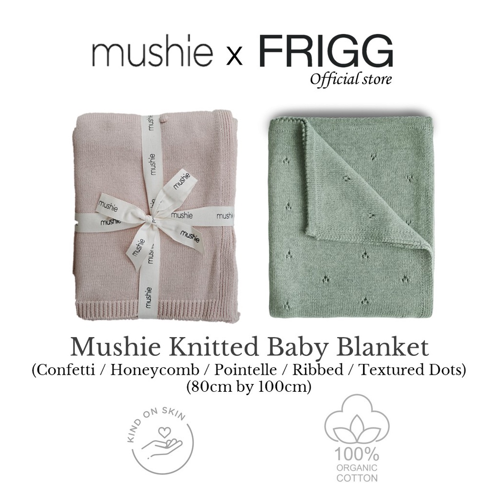 Mushie Knitted Baby Blanket (16 Designs) -100% Organic Cotton - 80cm X ...