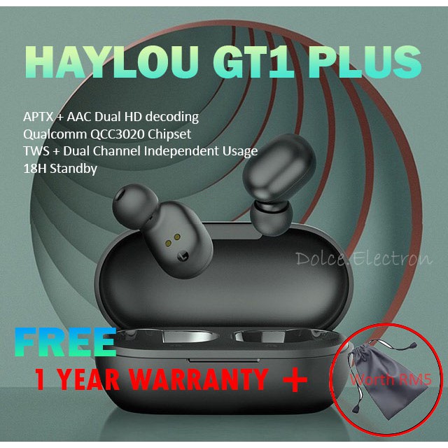 Haylou GT1 PLUS Dual Channel TWS Qualcomm QCC3020 Chipset TWS Wireless Bluetooth 5.0 Earbuds