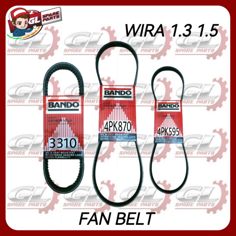 ALTERNATOR AIRCOND POWER STEERING BELT BANDO PROTON WIRA 1.3 1.5 4PK870