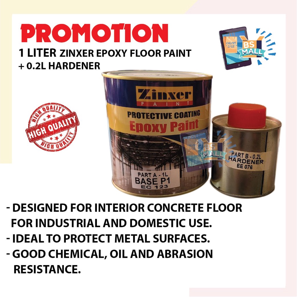 1 Liter ZINXER Heavy Duty Ceramic Tiles Cement Epoxy Protection Floor ...