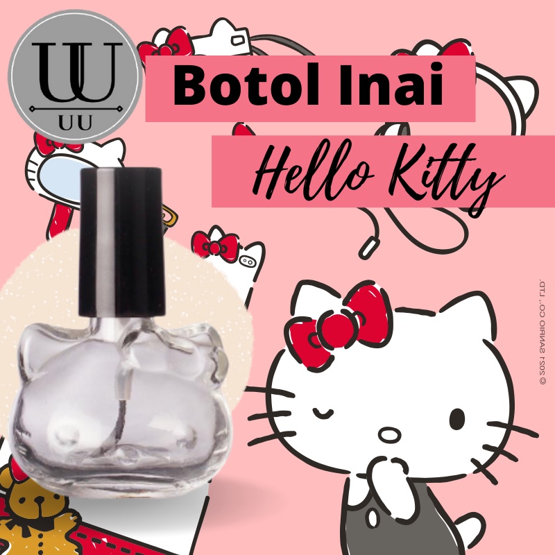 Botol Inai Hello Kitty 10ml Transparent Nail Polish Botol Kaca Kosong ...