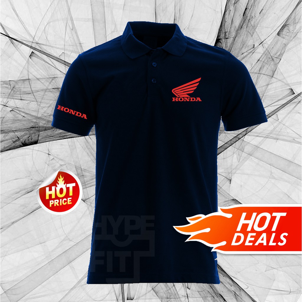 Polo Cotton 220GSM T Shirt Tee Unisex Short Sleeve SS NEW Honda Wing Logo Motorcycle Racing Logo Ready Stock Shopee Malaysia