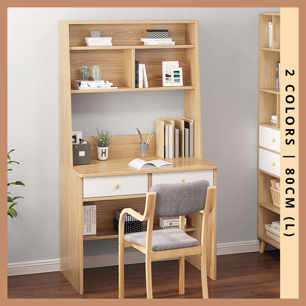 Robust Study Desk Computer Table with Two Drawers and Shelves [9028 ...
