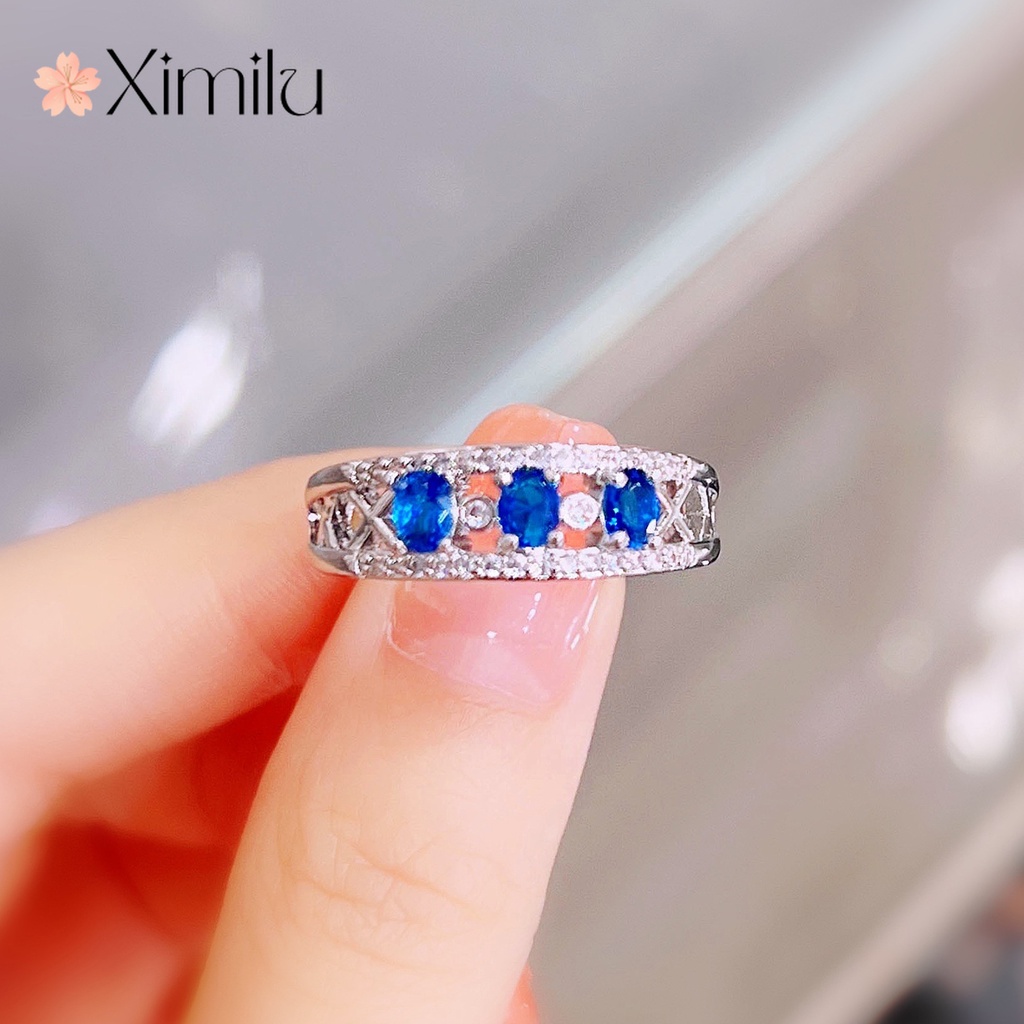 New Style Royal Sapphire Row Ring Sri Lanka Ring Girls Jewelry 