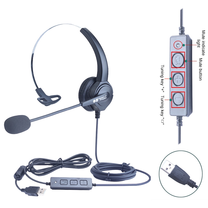 DH630 USB Wired Call Center Headset With Microphone