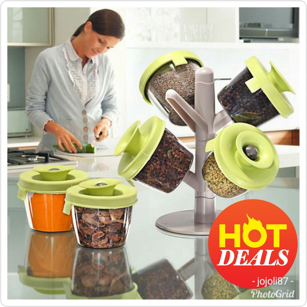 🔥🇲🇾 STOCK🔥 Spice Rack Salt Storage Container 6 Kitchen Seasoning Box ...