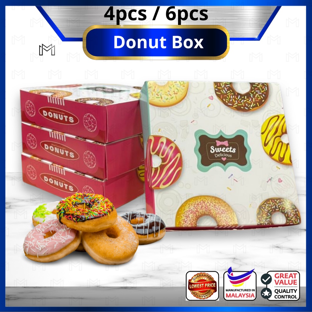 ( Big Sale ) 4pcs 6pcs Donut Box / Doughnut Box / Cookies Box / Kotak
