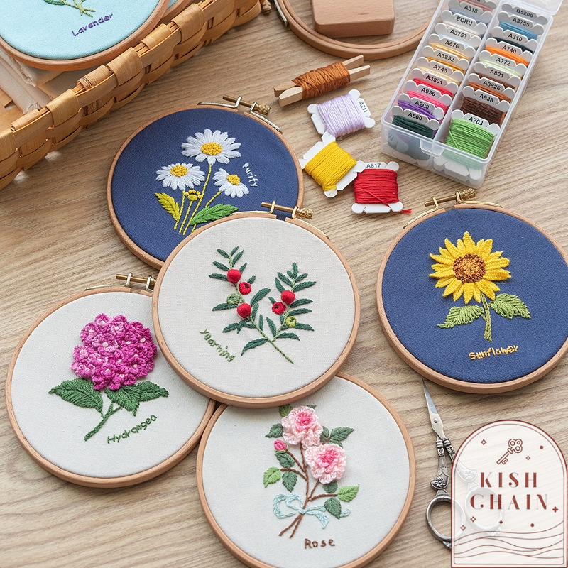 IKAIN Embroidery Hoop, 6 Pieces Bamboo Hoop Circle Cross Stitch Hoops 4 to  10