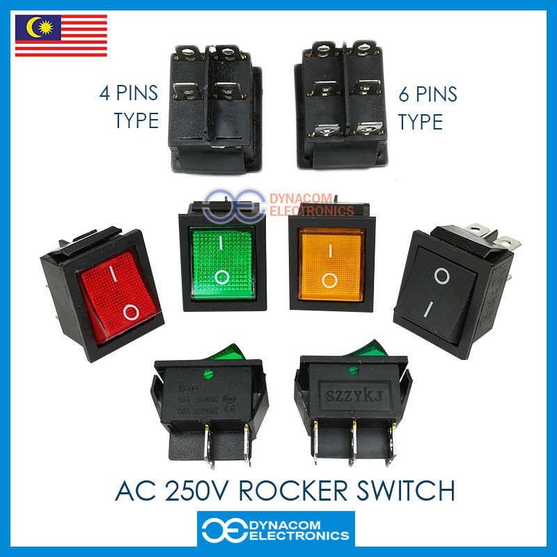 AC ON OFF Switch AC250 16A Power Switches With Neon Lamp [Suis Rocker