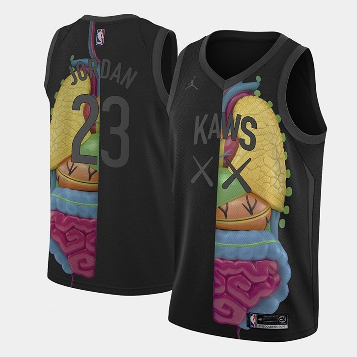 NBA jersey Chicago Bulls No.23 JORDAN x KAWS x NBA black