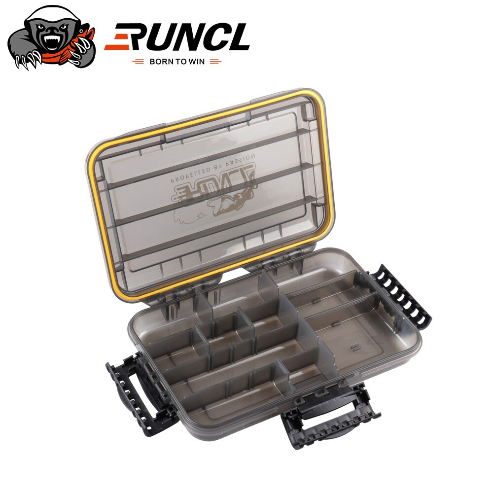 RUNCL Waterproof Seal Fishing Box Fishing Accessories lure Hook Boxes  storage Double Sided High Strength Fishing Tackle Box
