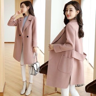 Winter Clothes Women Belted Slim Woolen Coat Autumn Korean Woolen