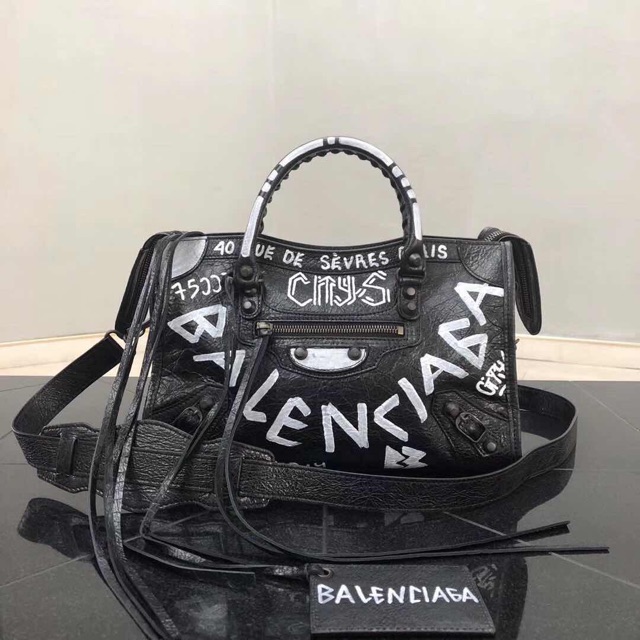 Balenciaga Classic City AJ Small Graffiti Satchel Bag