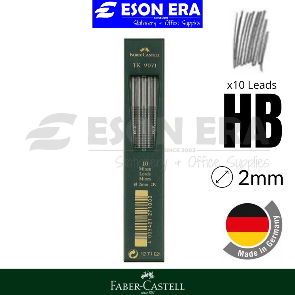 Faber-Castell 2mm HB Leads For Clutch Pencil – 130mm Length, Intense Black, Easy To Erase