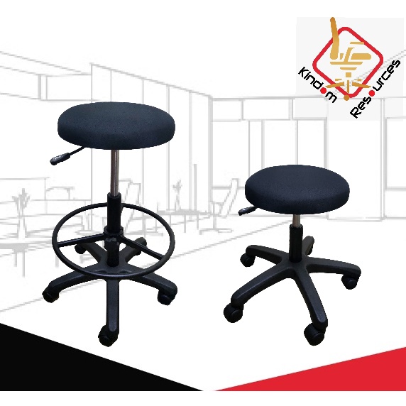 Multipurpose Bar Stool High & Low With Upholstery Black Leather Seat Adjustable Height With