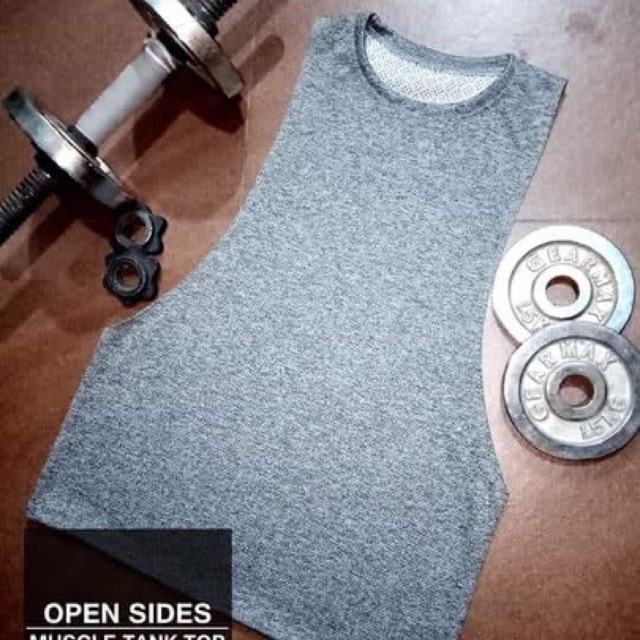 Tank tops gym wear exercise sando stringer gray plain shirt muscle ...