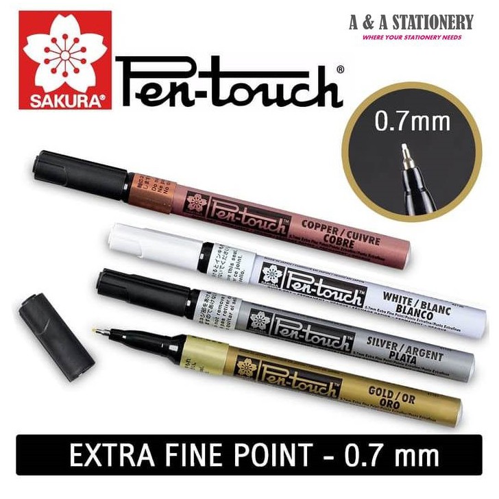 Sakura Pen-Touch Paint Marker 0.7 mm Extra fine metallic Gold color, Pack  of 4