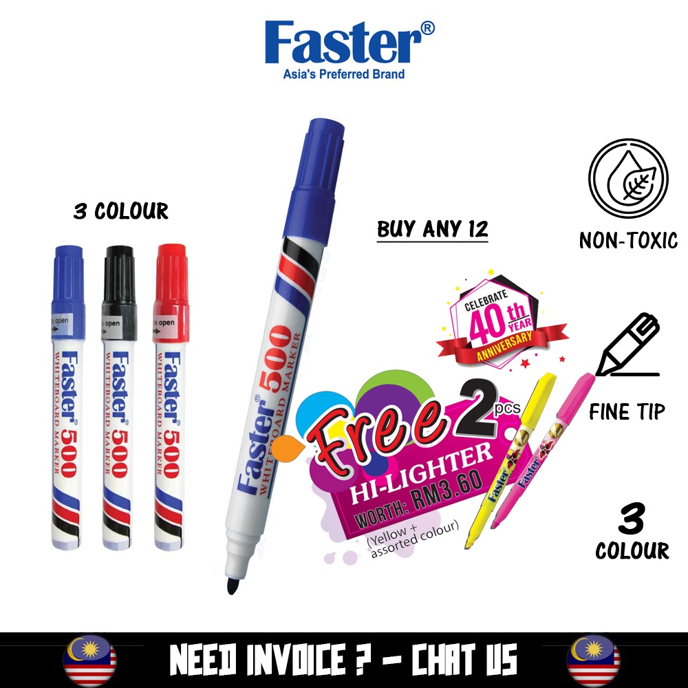 Faster 500 Whiteboard Marker Pen Bullet/Chisel 509 (1'pc) Marker 500